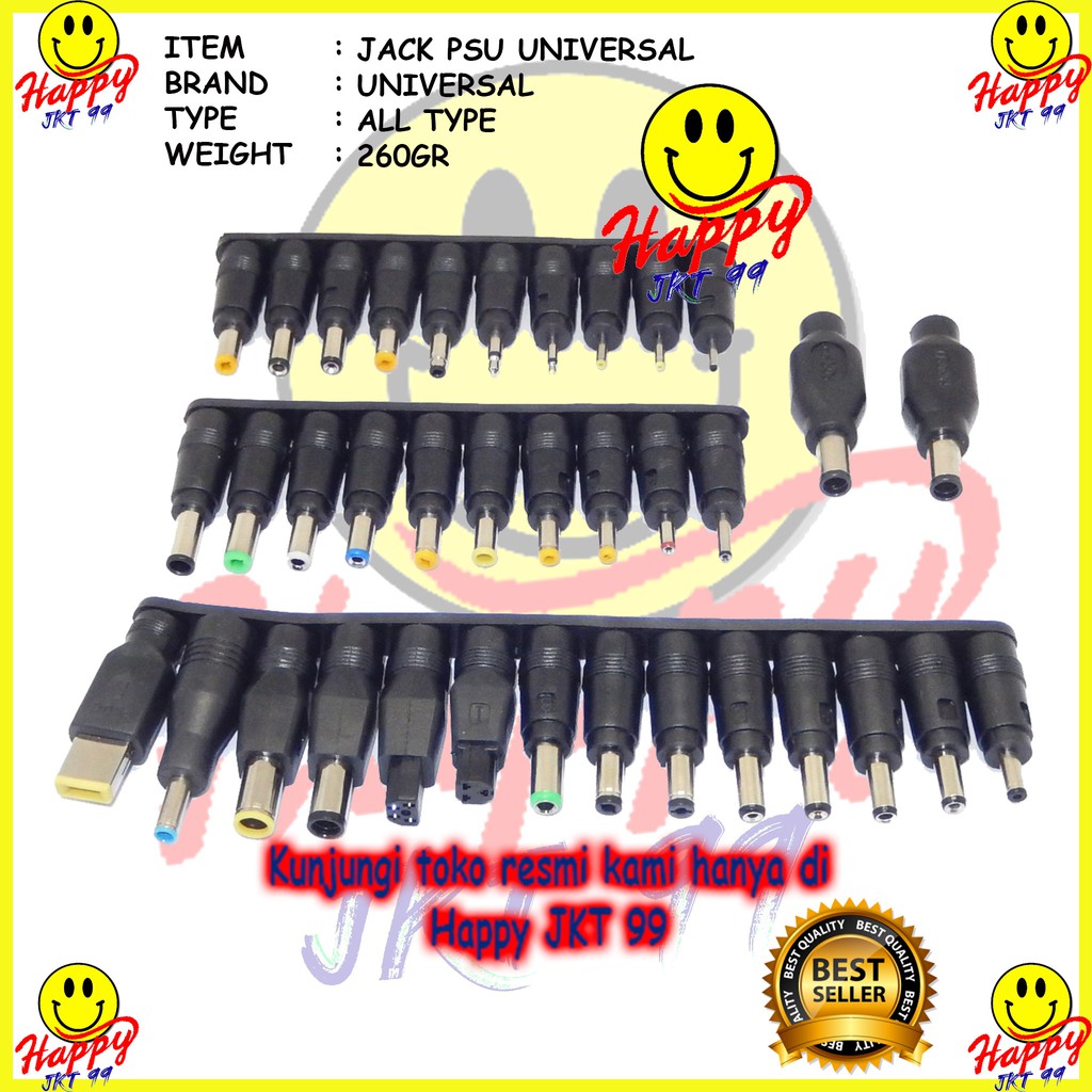 [ HAPPY JKT 99 ] JACK PSU UNIVERSAL LENGKAP TERBARU  ALL TYPE CONECTOR DC POWER ADAPTOR