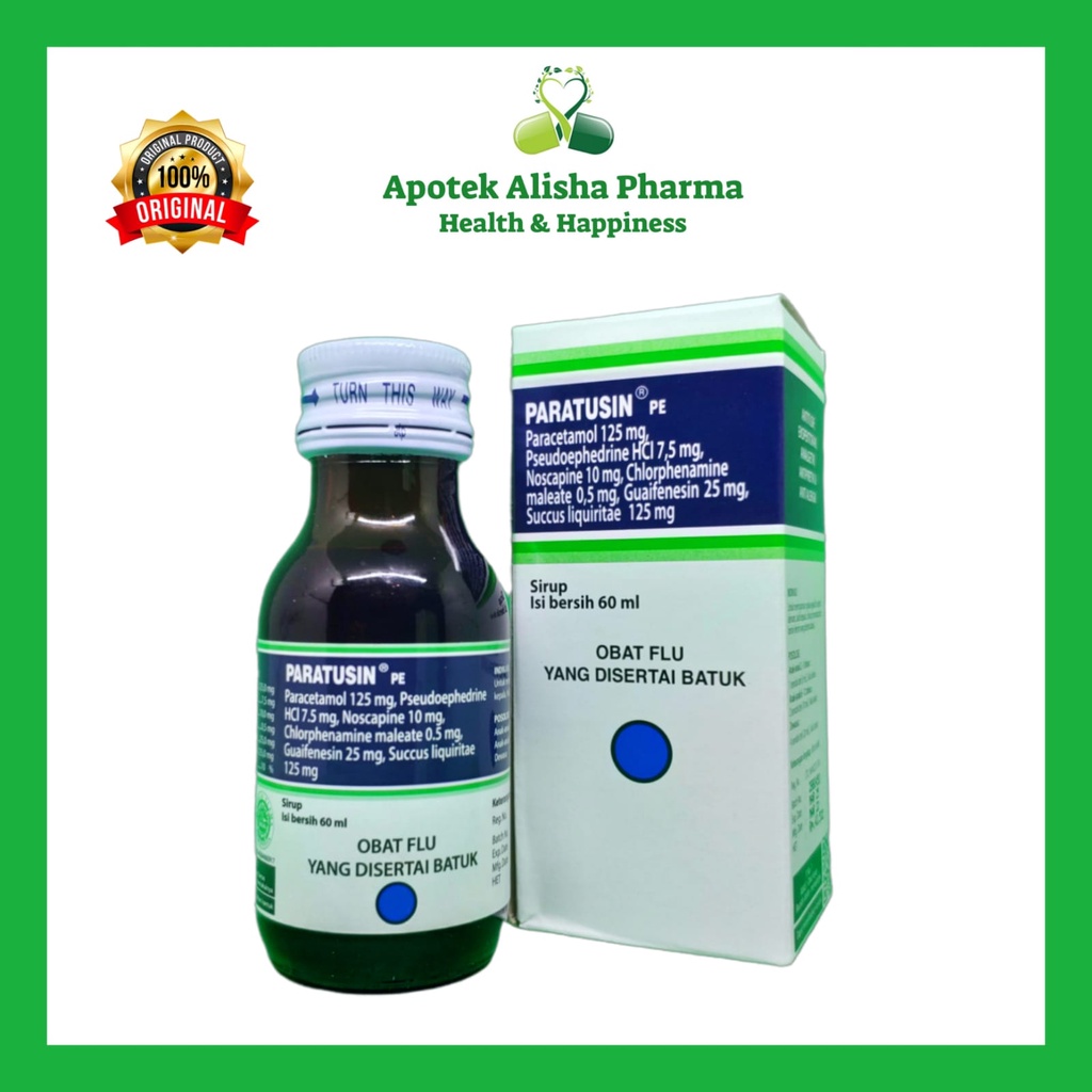 Paratusin Sirup 60ml - Paratusin PE Syrup Obat Batuk Flu Pilek Panas Demam Anak