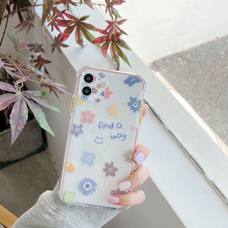 Transparent Flower Pattern Phone Case   For Iphone 11 12 Pro Max 7 8 Plus X Xs Xr Xsmax 7plus 8plus Soft Silicone cover