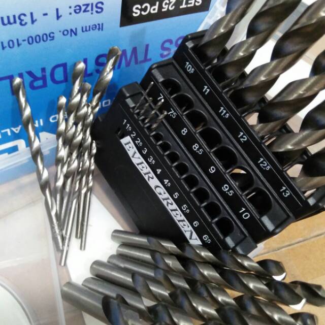 MATA BOR Set 25 pcs HSS BOX BESAR 1 MM - 13 MM for Catok Center Bor Listrik Duduk Gerinda Slep Tuner