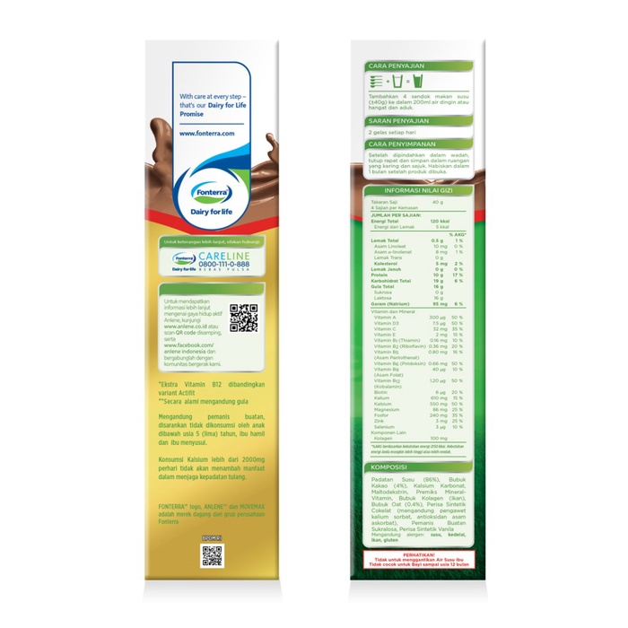 

fe20011vv Anlene Gold Plus Cokelat 175Gr - 2 Pcs Xa201As