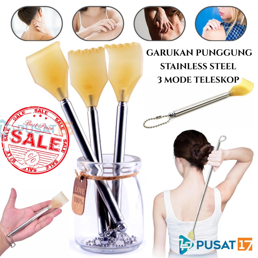 ALAT GARUK PUNGGUNG STAINLESS PVC / 3 MODE TELESKOPIC / ANTI KARAt