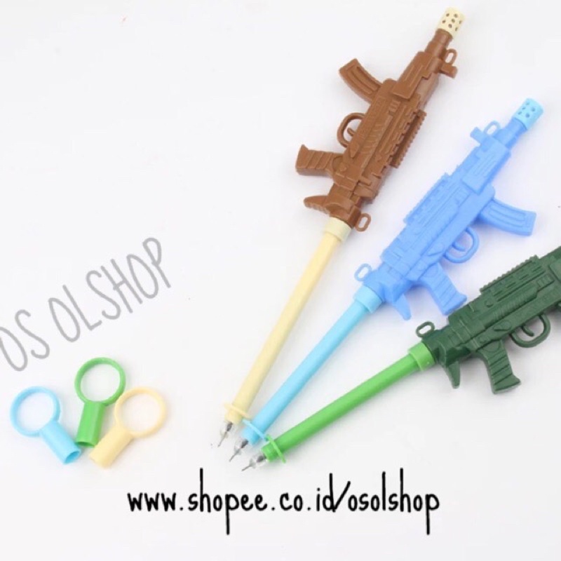 1 LUSIN SELUSIN PEN GEL PISTOL GUN UNIK LUCU SOUVENIR PERNIKAHAN