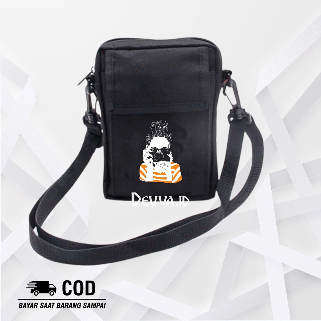 Tas Selempang Pria Wanita Kasual Camera Girl Tas Slempang Keren Sling Bag Bahu Unisex Bahan Kanvas | Devva.Id