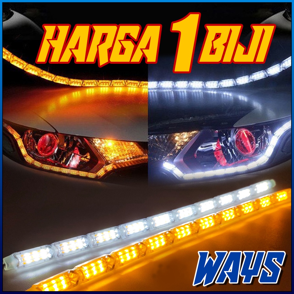 L229 |  Kristal Running Lampu Alis DRL Senja Sein Sen Variasi Mobil Motor Universal 12V - 25 30 CM