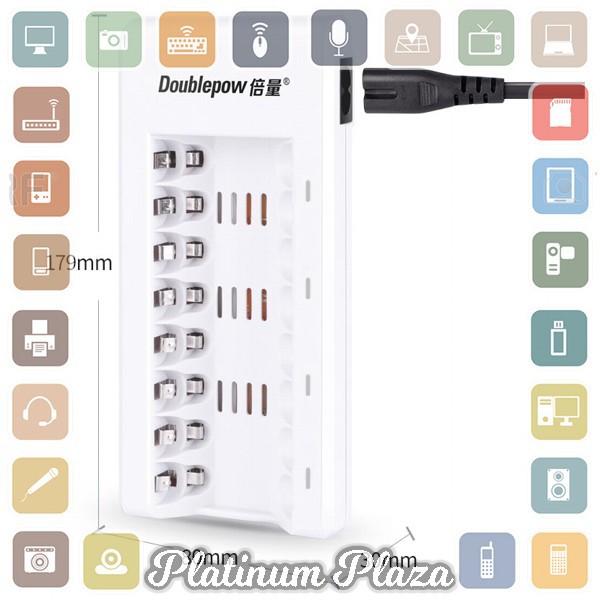 DOUBLEPOW Charger Baterai 8 slot for AA/AAA - DP-K18 - White`2KZBPM-