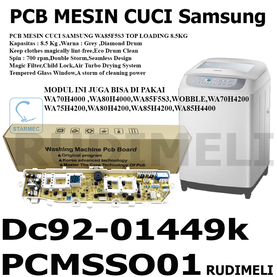 MODUL PCB MESIN CUCI SAMSUNG WA70H4000 WA80H4000 WA85H4400 WA85F5S3-1449K