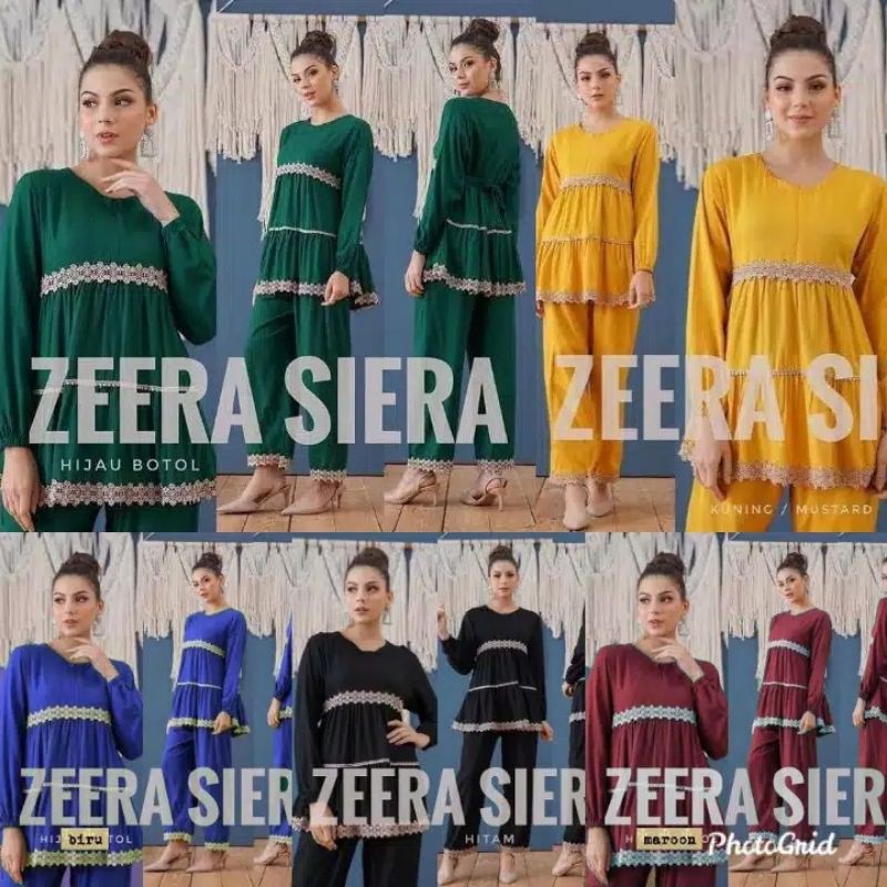 Piyama Arab Monavo Zeera Siera / Setelan Renda CP Polos Lengan Panjang Bumil