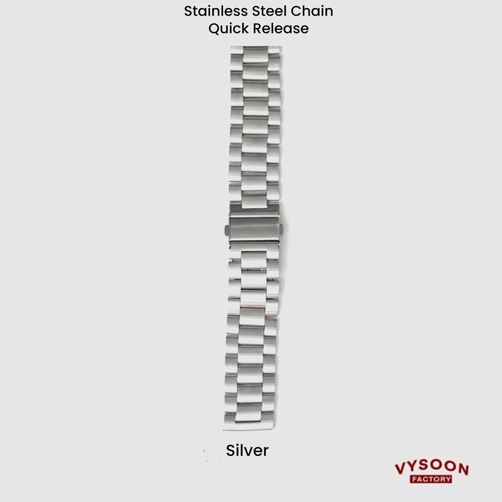 Stainless Strap Bracelet Silver Black Tali Jam Besi 20mm 22mm 24mm Ori