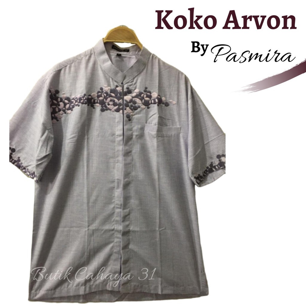 PASMIRA BAJU KOKO ARVON  LENGAN PENDEK, PAKAIAN MUSLIM PRIA TERBARU S/M/L