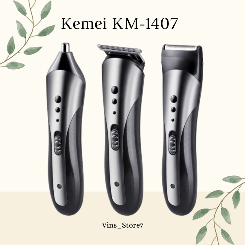 Alat Cukur Dewasa Kemei Km-1407 Original Alat Cukur Bulu Hidung Elektrik Multifungsi Rechargeable