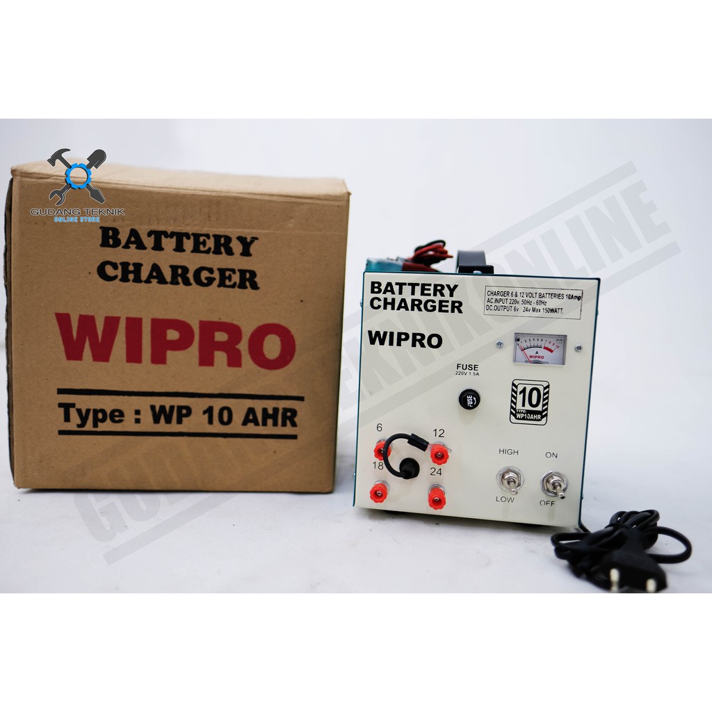 Charger Aki Mobil Motor WIPRO / Baterai Charger 10AH / Cas Accu 10 AH