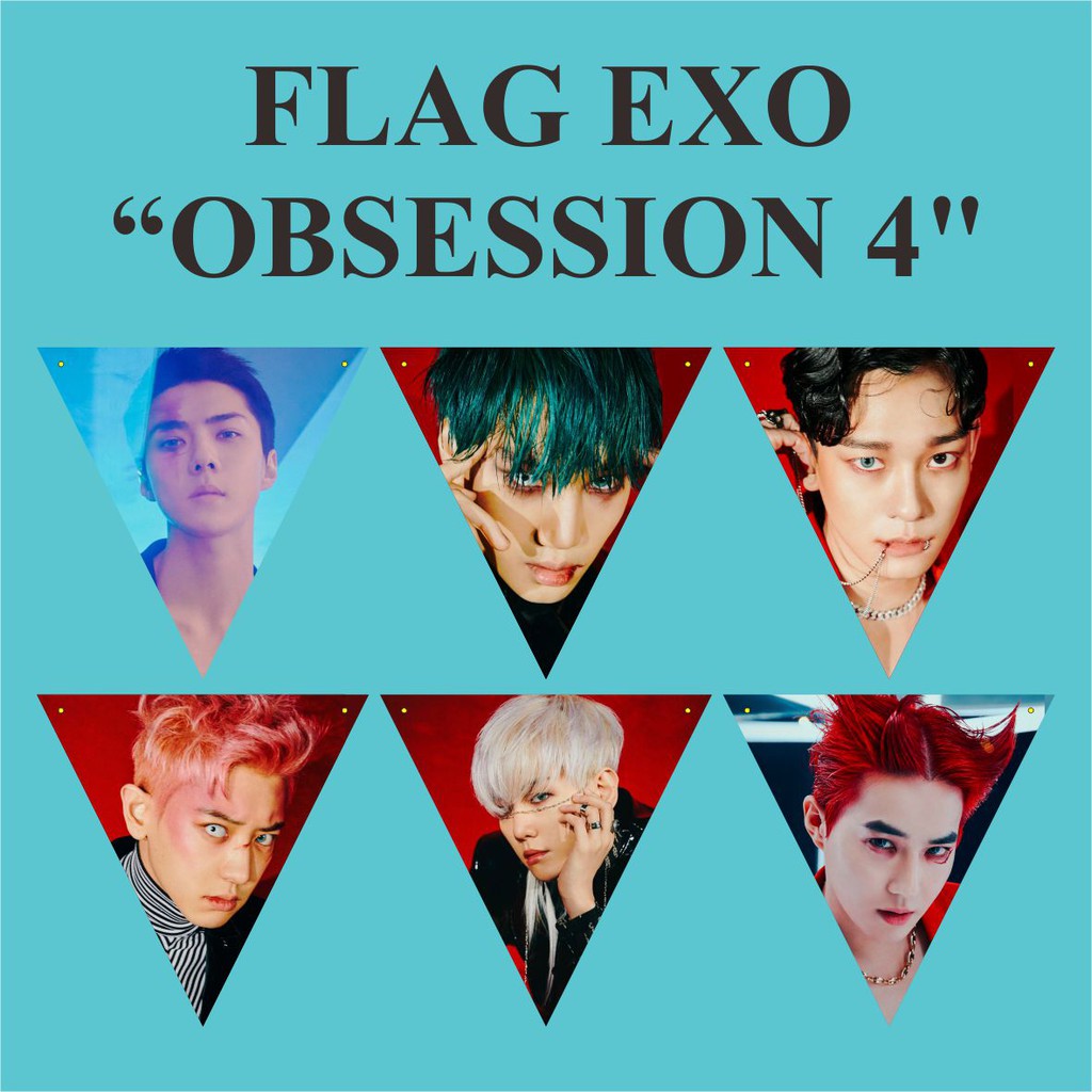 BUNTING FLAG EXO OBSESSION Plus Tali Kpop Murah