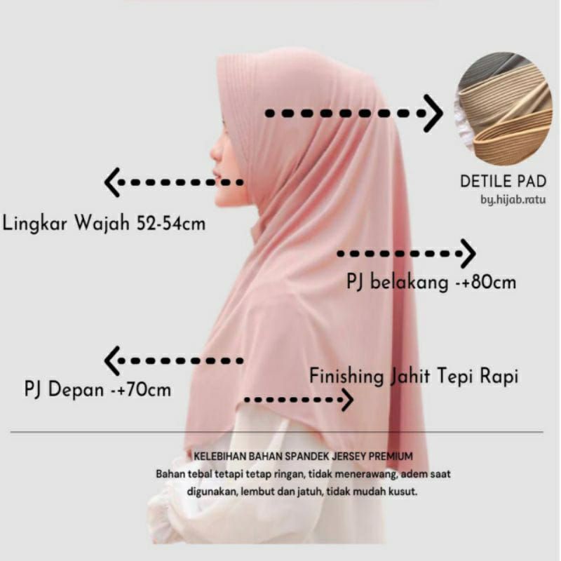 Jilbab Bergo Hamidah Jersy Premium Higt Quality // Hijab Sport // Jilbab Sport M