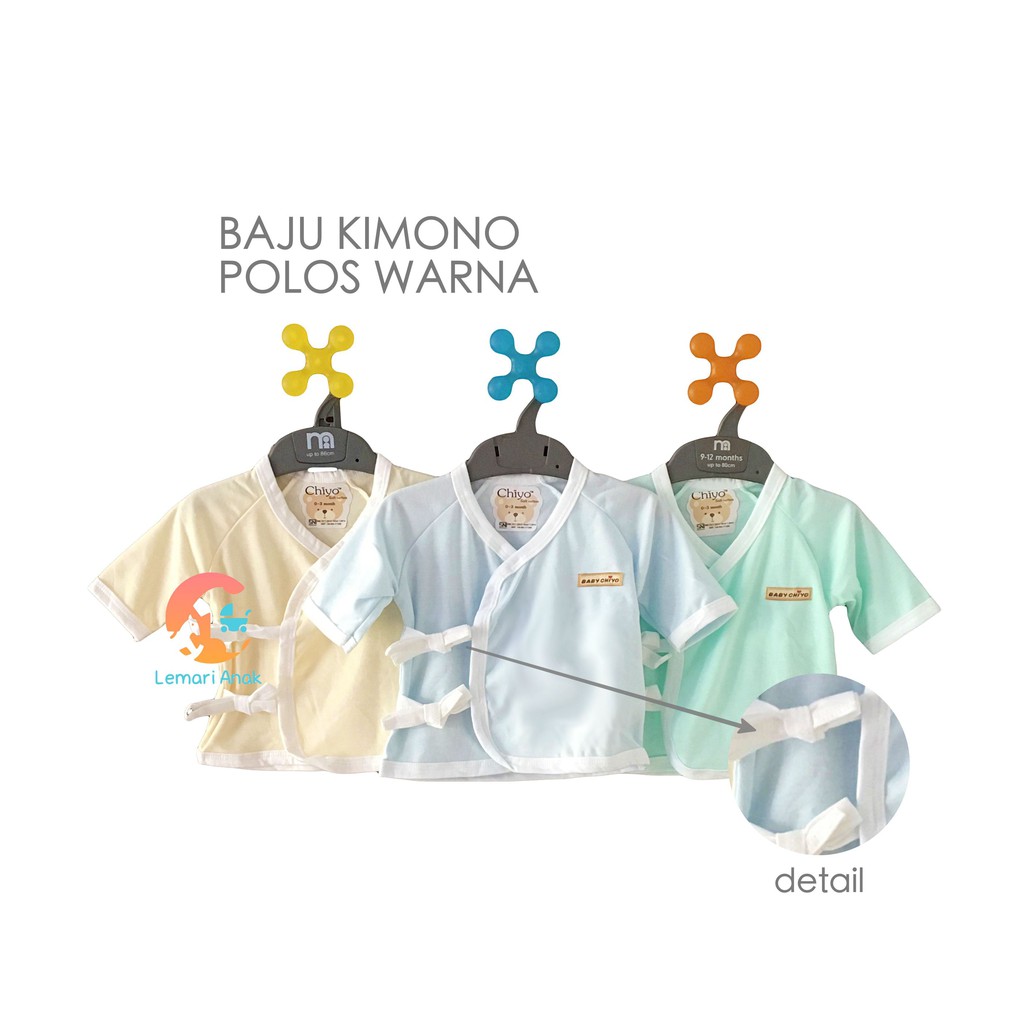 CHIYO Baju Bayi Kimono  Lengan Panjang Polos Warna 0 3 