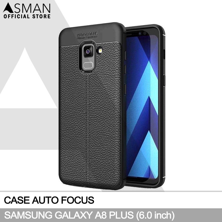 Auto Focus Samsung Galaxy A8 Plus (6.0&quot;) | Soft Case Leather Premium - Hitam