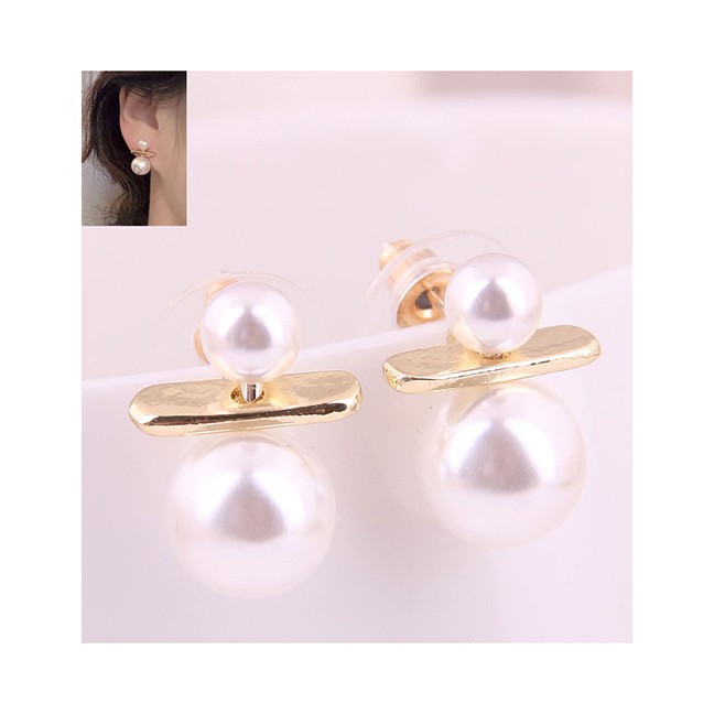 LRC Anting Tusuk Fashion Gold 925 Silver Pin Size Pearl Earrings A58740