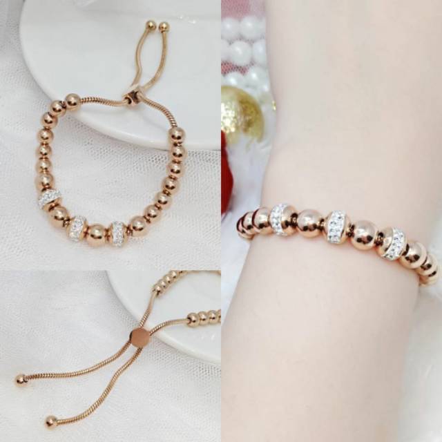 GELANG SERUT TITANIUM WANITA ANTI KARAT MIRIP MODEL EMAS ASLI GELANG TANGAN UNIK DAN FASHION