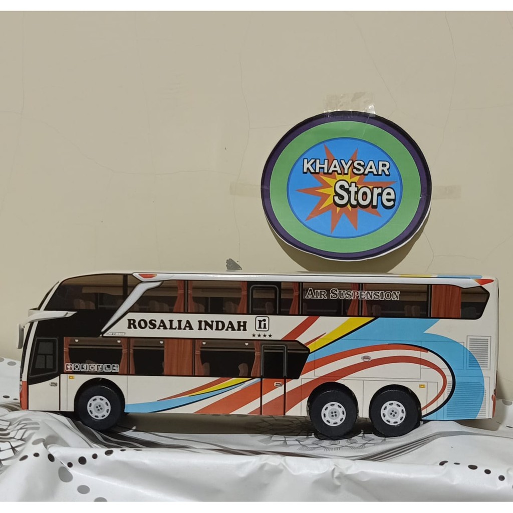 miniatur bus bis mainan bus bis double deker Rosalia indah