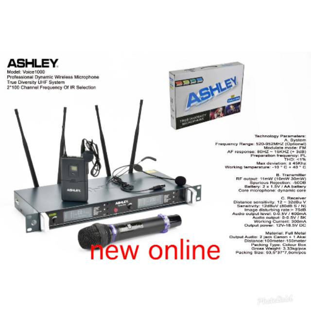 Mic wireless Ashley VOICE 1000 original pegang jepit headset