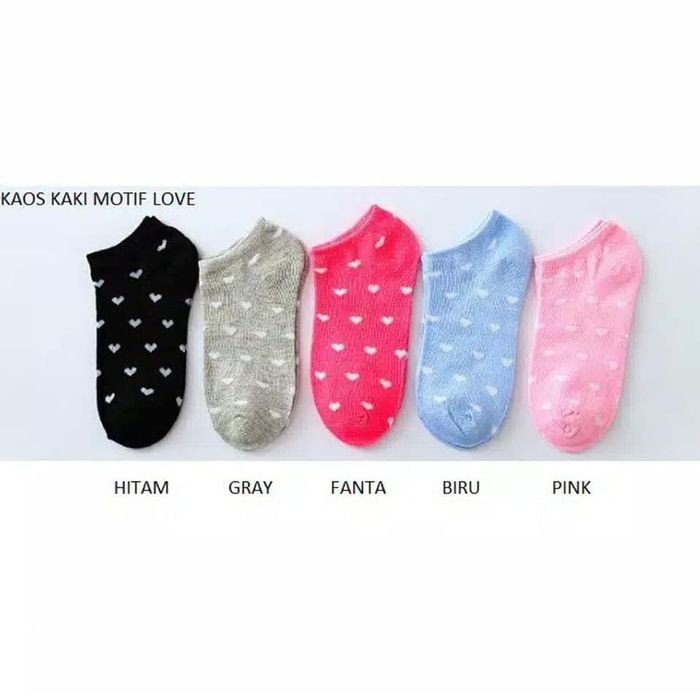 BOS Kaos Kaki Motif Love Kaos Kaki Semata Kaos Kaki Wanita Korea Ankle Cute-6