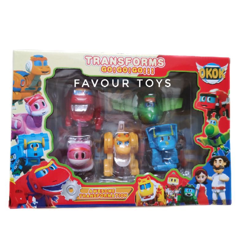 MAINAN ANAK GO GO DINO SET ISI 5 GOGO DINO REX TOMO PING VIKI LOCKY