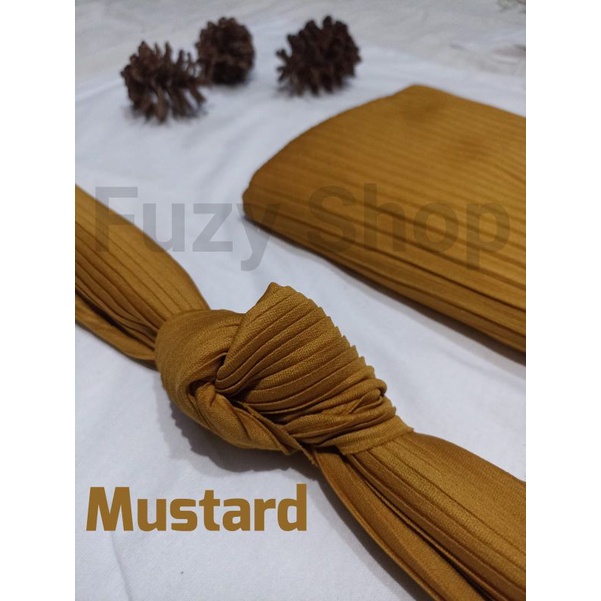 Hijab Kerudung Pashmina Plisket Warna kuning Mustard Murah