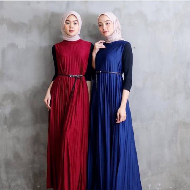 SLEEVELESS LONGDRESS / DRESS PLISKET WANITA / GAMIS PLISKET