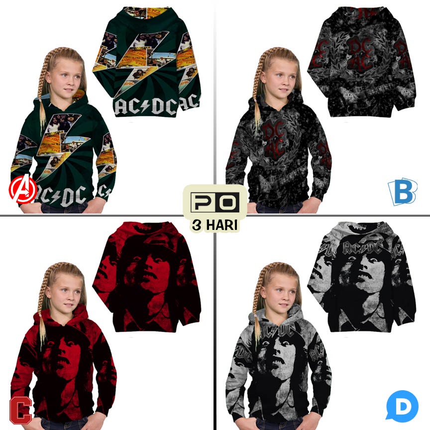 Jaket Hoodie ACDC BAND SKU-7434105931939 AC DC Rock Band Hoodie Anak Bahan Polyester Casual Unisex H