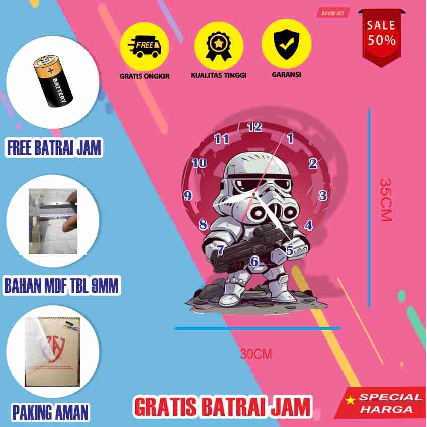 Dekorasi Rumah Jam Dinding Motif Star wars Koleksi Hiasan Dinding Unik