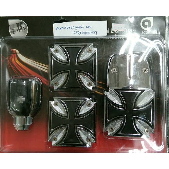 Pedal Gas Kopling Rem Knob Gear chrome hitam elit berkwalitas