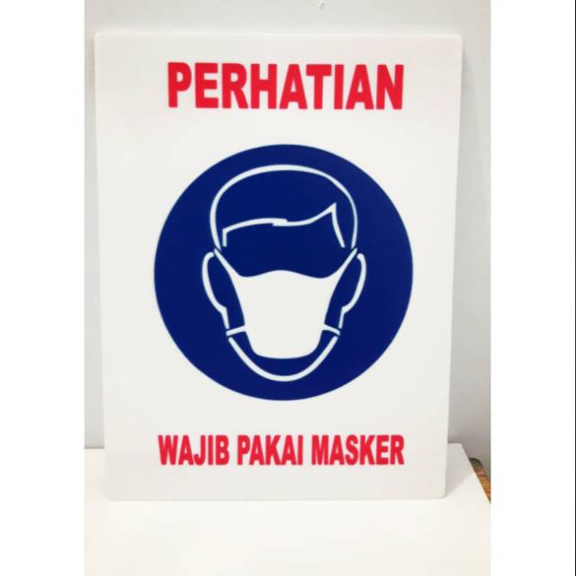 

Papan Akrilik Tulisan Perhatian wajib pake masker,sign board acrylic singn label akrilik