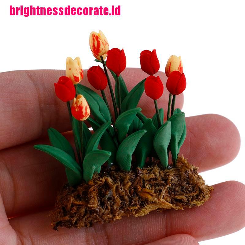 Brightid 1pc Miniatur Tanaman Bunga Tulip Skala 1: 12 Untuk Dekorasi Taman Rumah Boneka