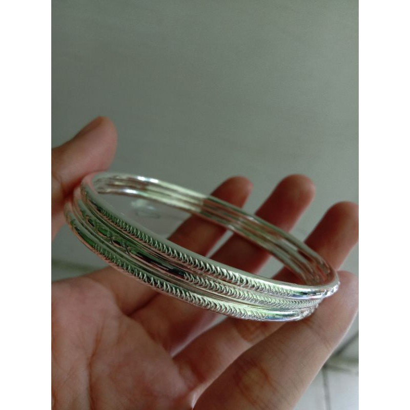 Gelang lapis perak keroncong ukir isi 3