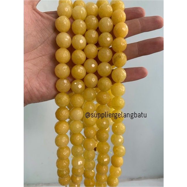 batu alam YELLOW AGATIS FACETED 14mm cutting kuning aksesoris craft