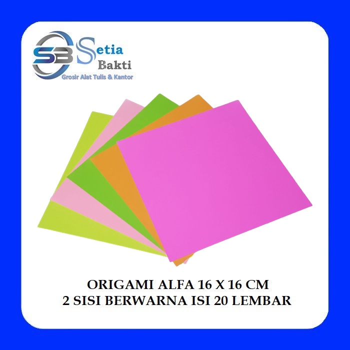 

ALFA Origami 16 x16 cm 2 Sisi Berwarna Isi 20 Lembar - 1 Pak