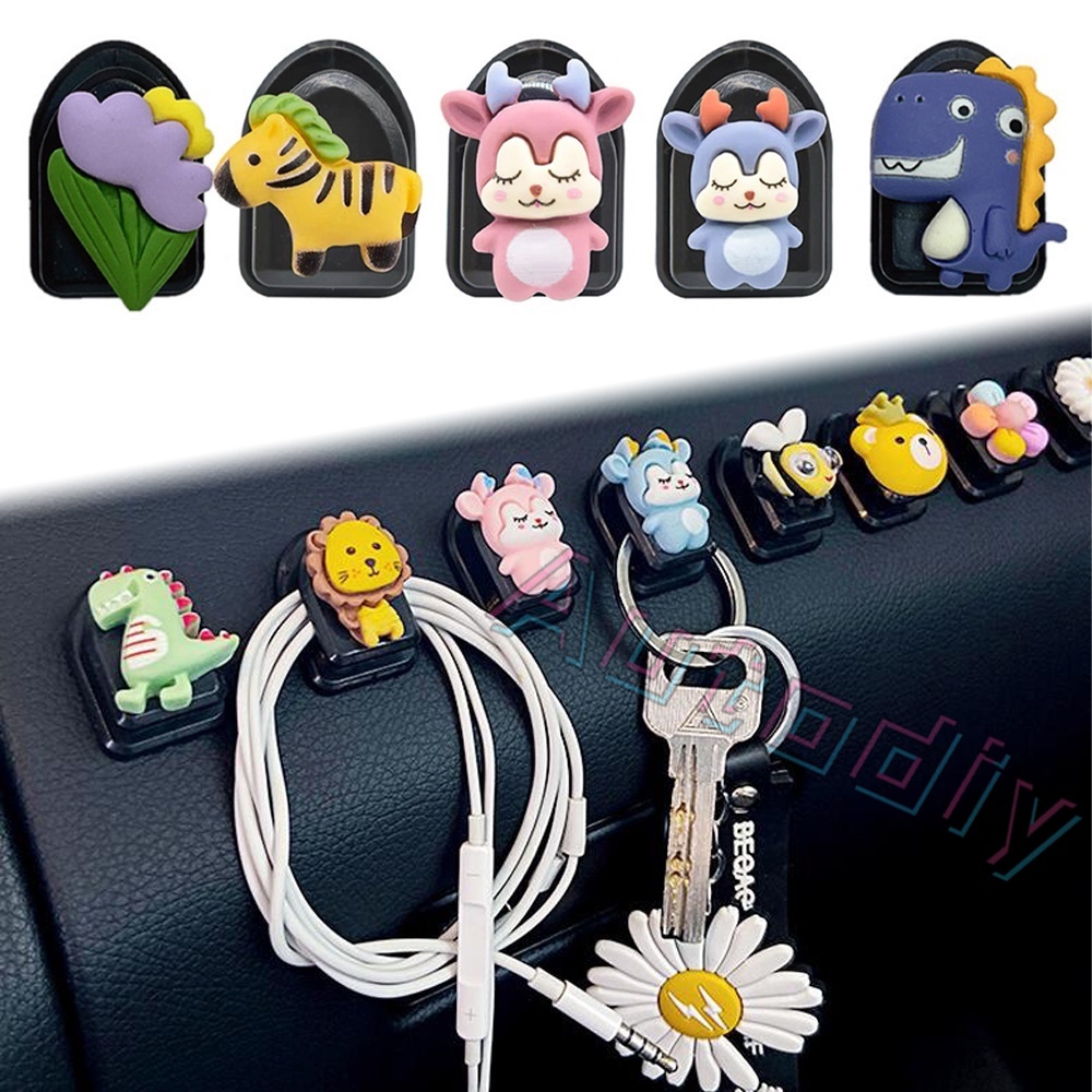 Car Hook Gantung Pengait Masker Lucu Kartun Hewan Car Seat Back Hooks Tempel Dinding Multifungsi Masker Kunci Organizer