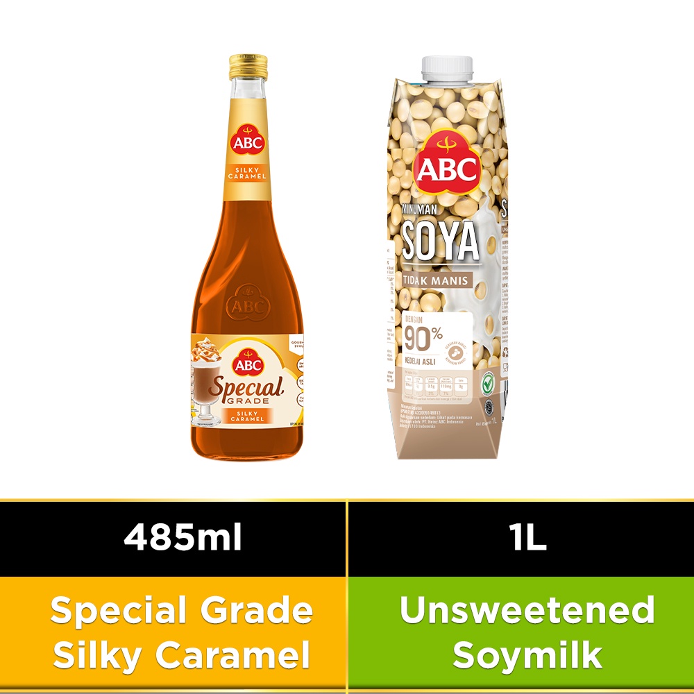 ABC Sirup Special Grade Silky Caramel 485 ml & ABC Unsweetened Soymilk 1 L