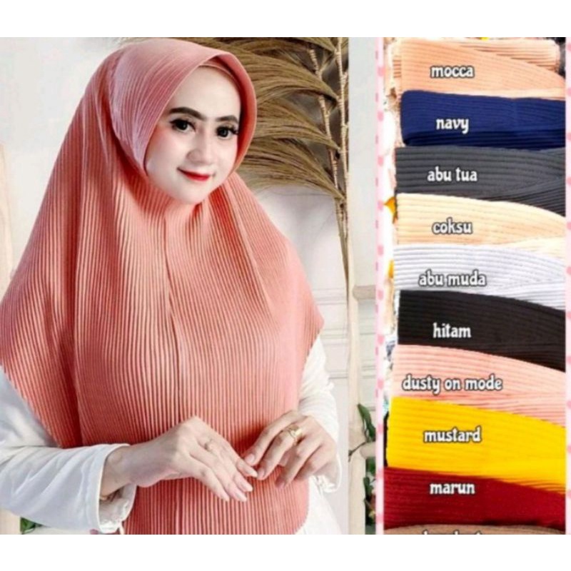 Bergo plisket jumbo instan ceruty premium bergo pet jumbo plisket