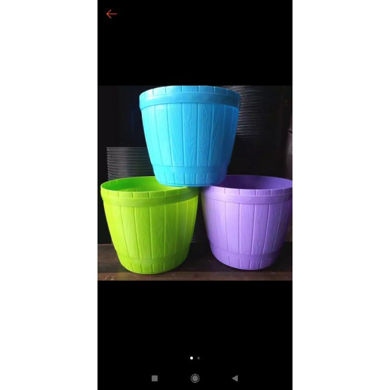 Pot Bunga Plastik Gentong Warna Warni 18 cm