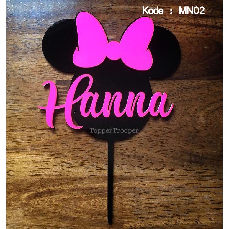 Cake Topper Minnie Mouse Akrilik - Custom Nama