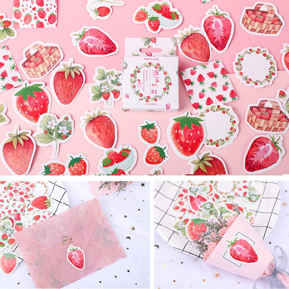 [Elegan] Strawberry Stiker Hias Hadiah Anak Lucu Kreatif Alat Tulis Sticker Marker Buku Kantor Sekolah Supply Sticky Notes