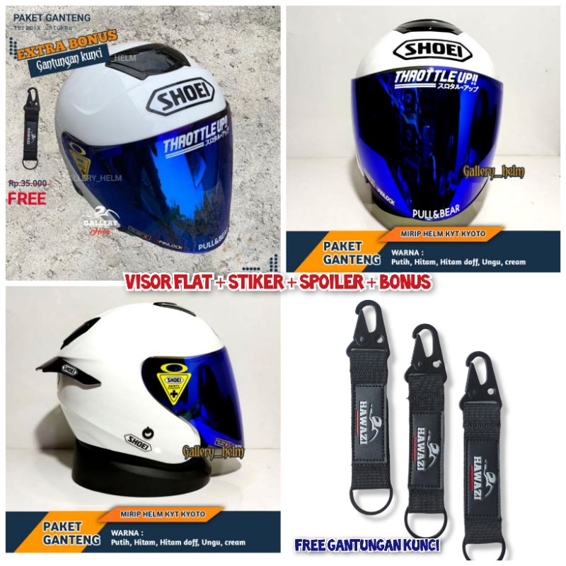 HELM KYOTO DYR PAKET GANTENG | SUDAH TERPASANG STIKER SHOEI | REPLIKA KYT KYOTO PUTIH-5