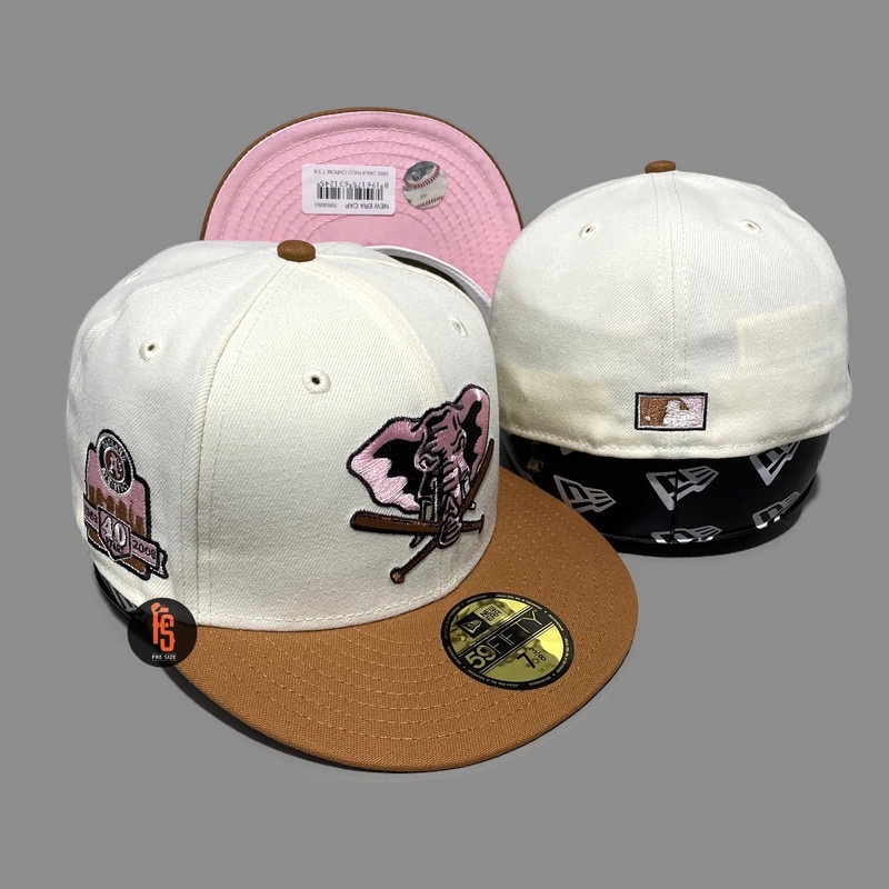 TOPI NEW ERA ORIGINAL 5950 40 YEARS OAKLAND ATHLETICS CHROME BROWN UV PINK