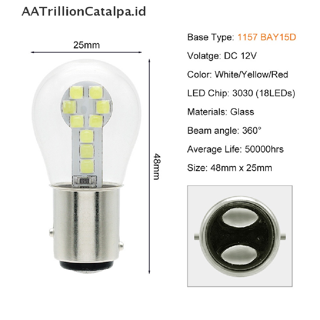 Aatrillioncatalpa 2Pcs Lampu Bohlam LED 1156 BA15S P21W 1157 BA15D Untuk Mobil