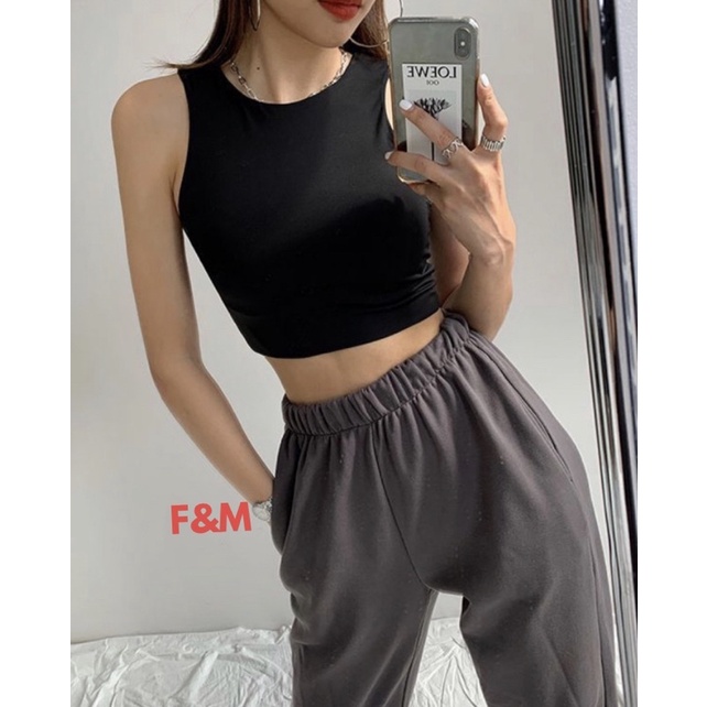 TANKTOP CROPTEE CROPTOP (A.CT-01) SPANDEK KOREA WANITA-1