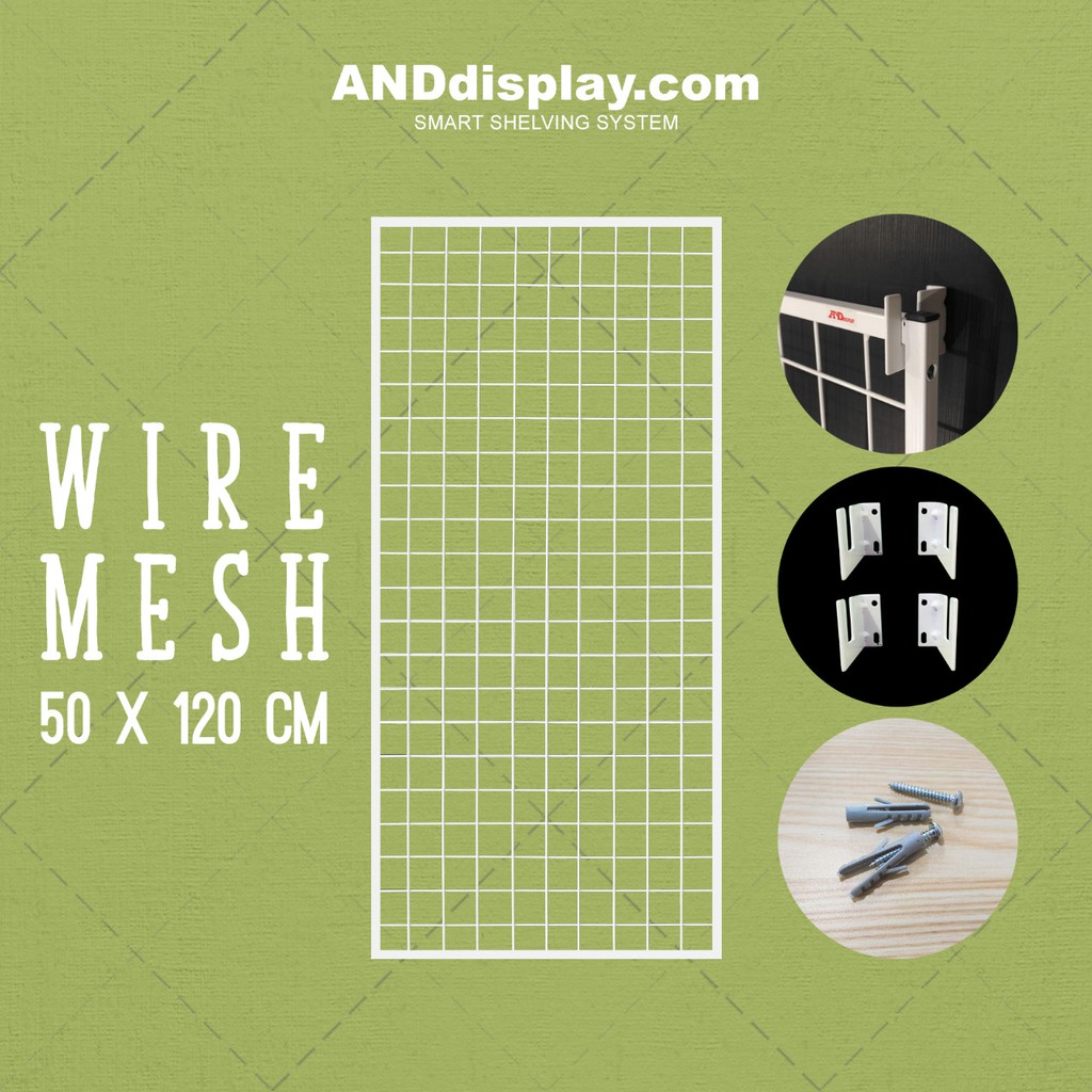 WIREMESH 50x120CM + H5 WALL PUTIH KAWAT RAM DINDING WIRE GRID