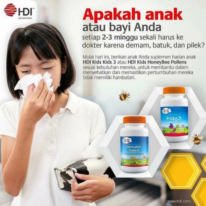 Hdi Kids 3 Vitamin Anak 60 Tablet Vit Anak -