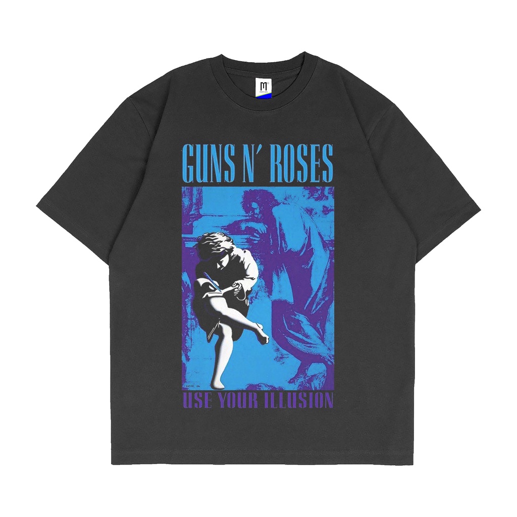 baju kaos GUNS N ROSES - USE YOUR ILLUSION tshirt pria METAL ROCK GNR GUNS AND ROSES tag merchcons