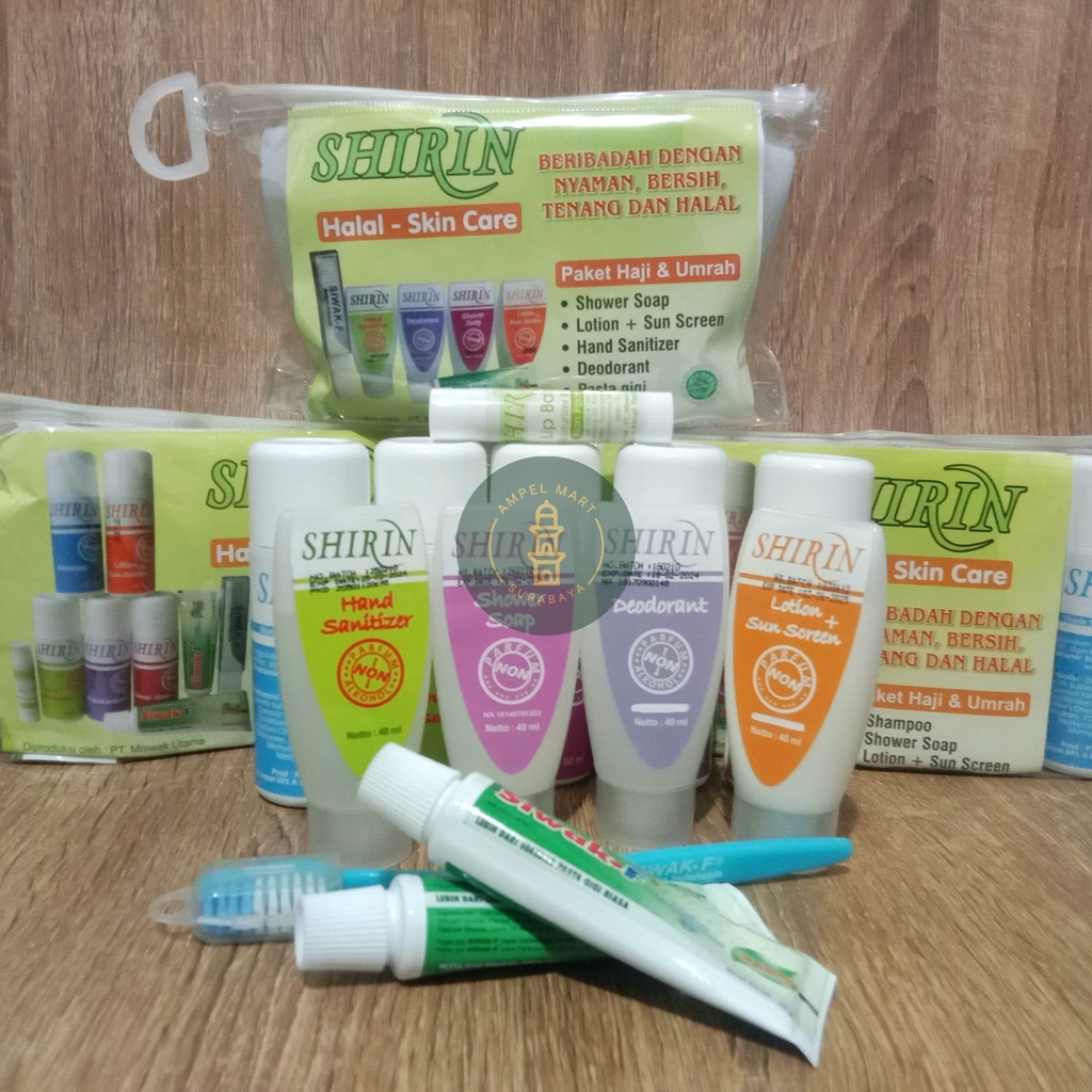 SHIRIN Set Haji &amp; Umroh Shirin Halal Skincare ORIGINAL SHIRIN Shampo, Deodorant, Sabun, Pasta Gigi Perlengkapan Haji &amp; Umroh